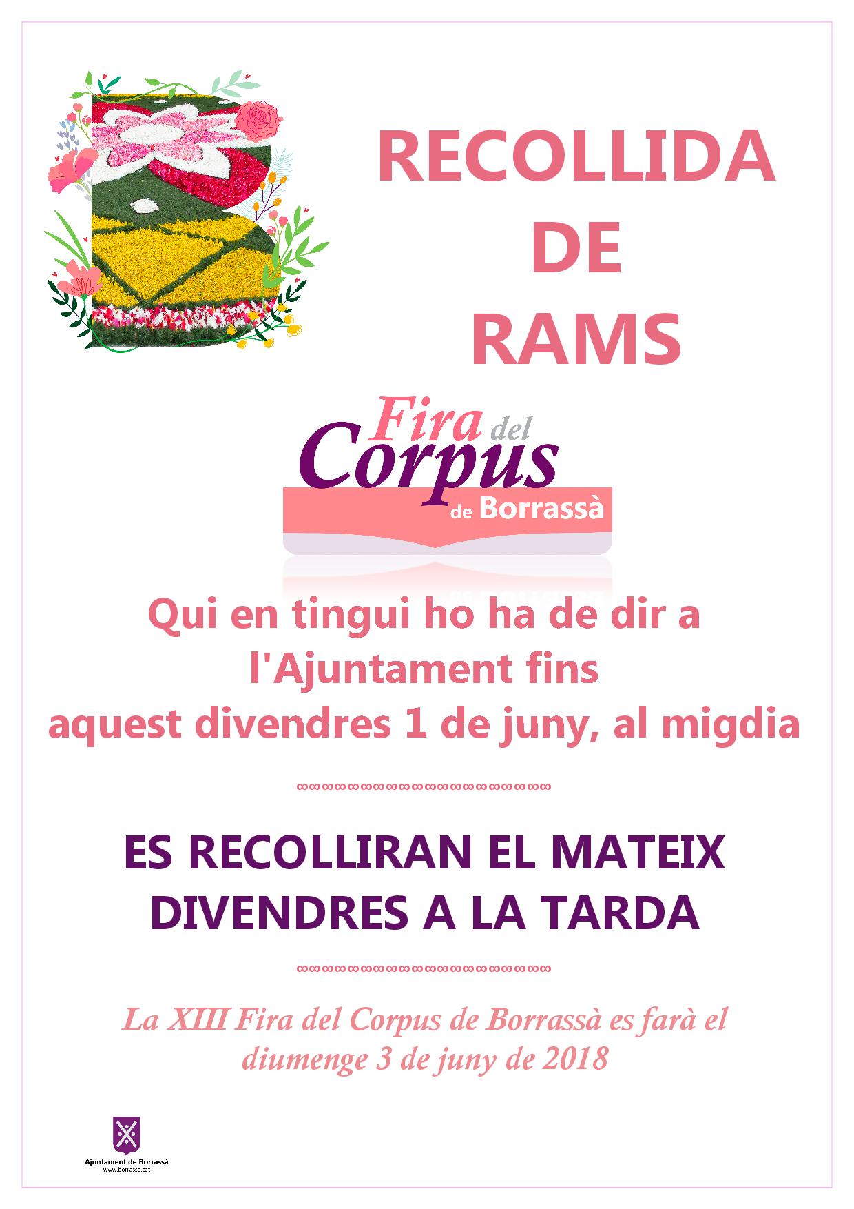 Preparant la XIII Fira del Corpus. La recollida de rams es farà divendres a la tarda. Qui en tingui s'ha d'apuntar a l'Ajuntament.